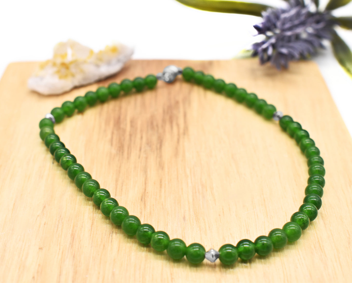 🌿 Healing Jade Beaded Magnetic Ankle Bracelet – Protection, Balance and Grounding Energy🌿