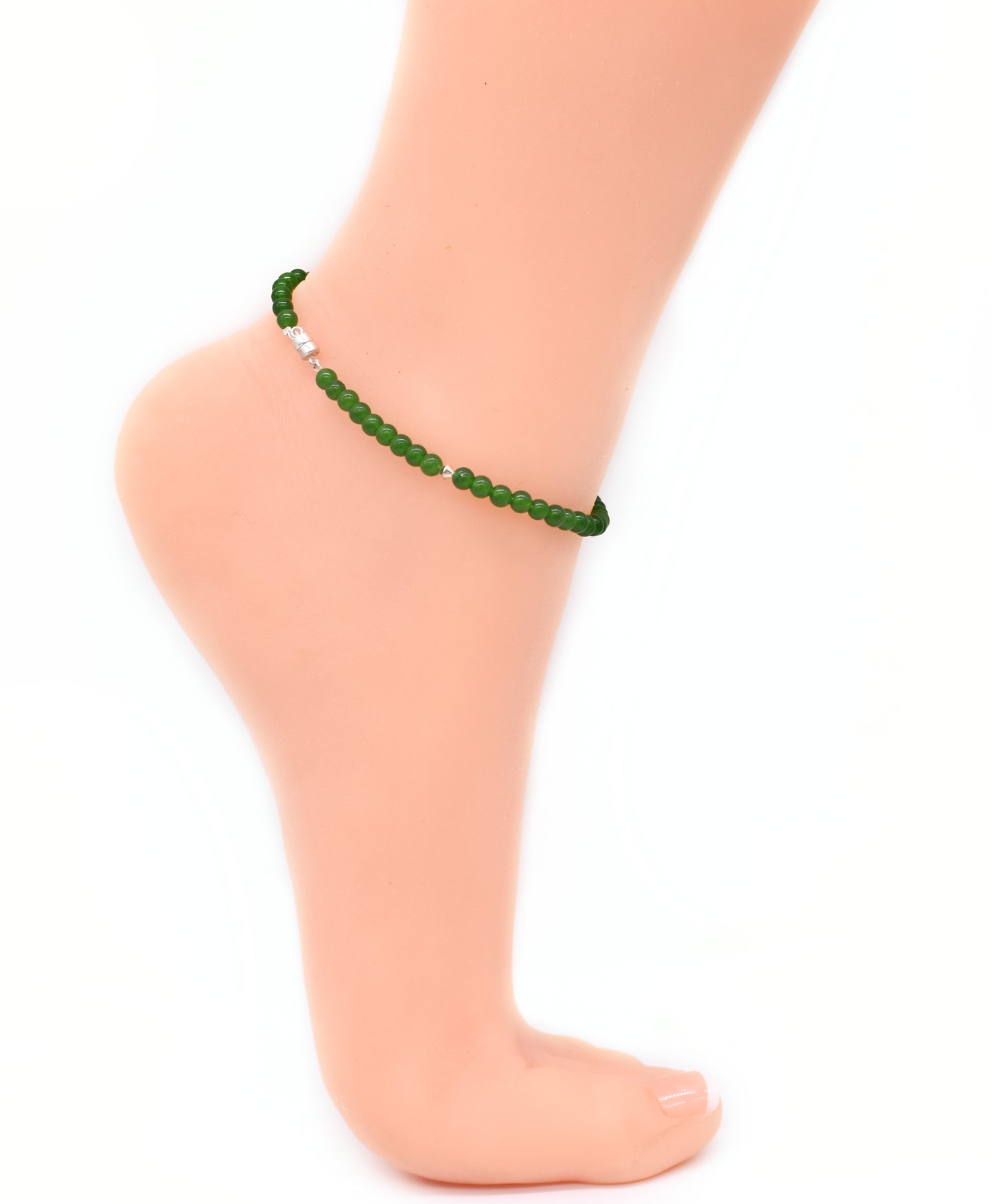 🌿 Healing Jade Beaded Magnetic Ankle Bracelet – Protection, Balance and Grounding Energy🌿
