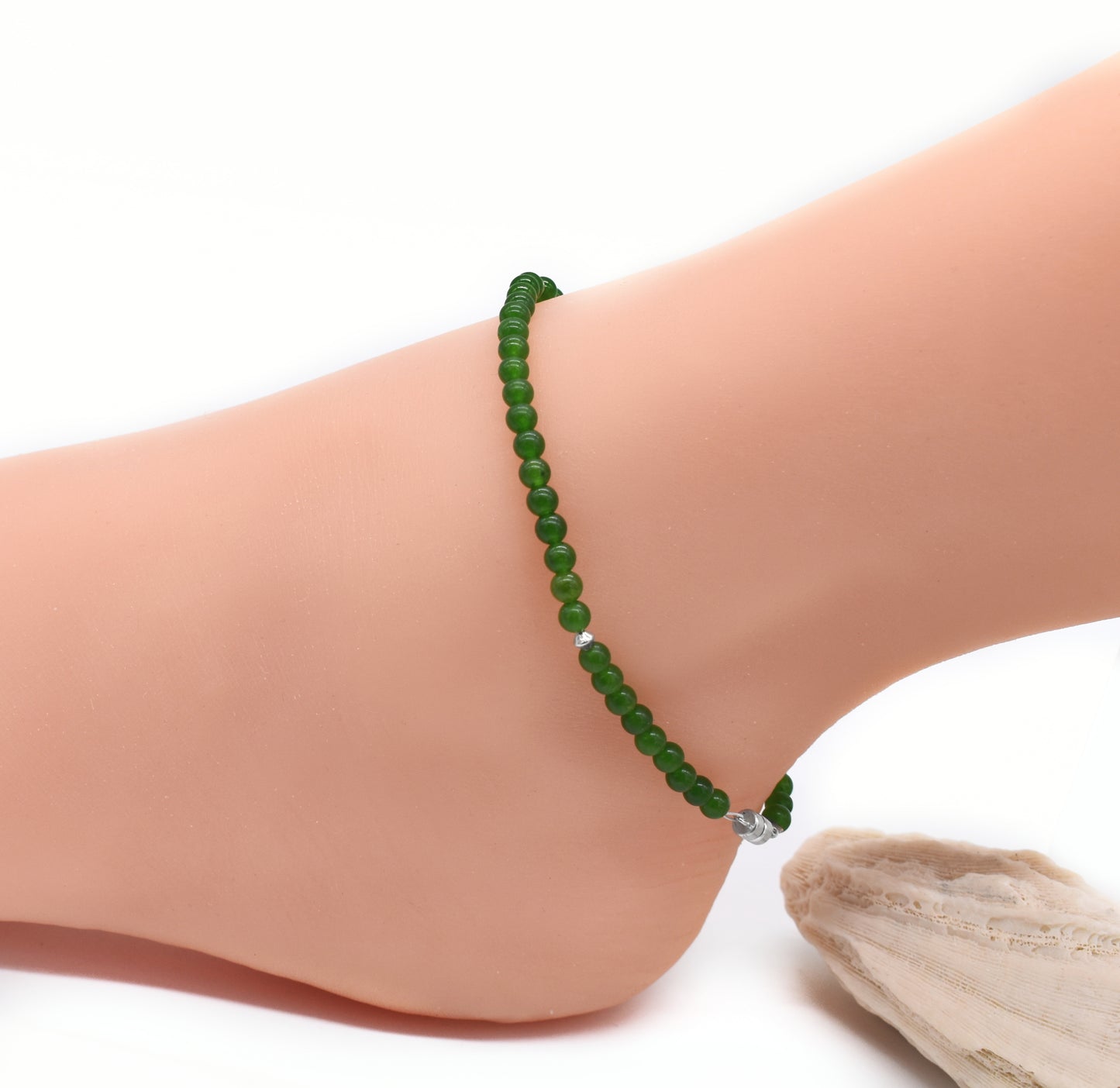 🌿 Healing Jade Beaded Magnetic Ankle Bracelet – Protection, Balance and Grounding Energy🌿