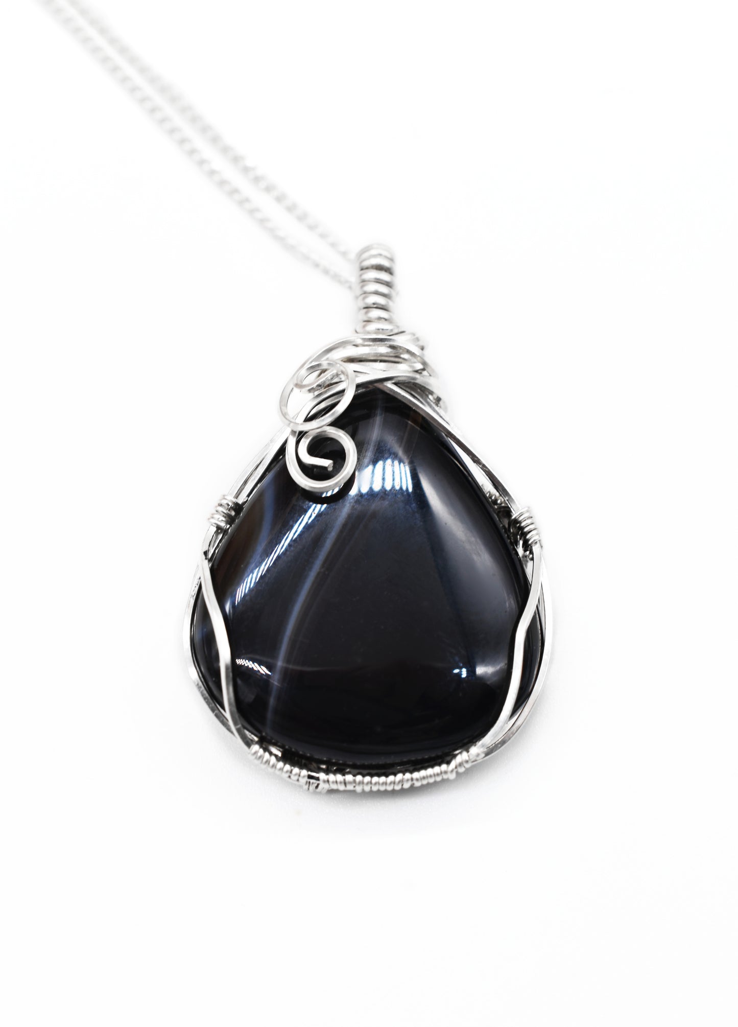 Black Sardonyx Sterling Silver Pendant/ The Little Beauty in the Darkness