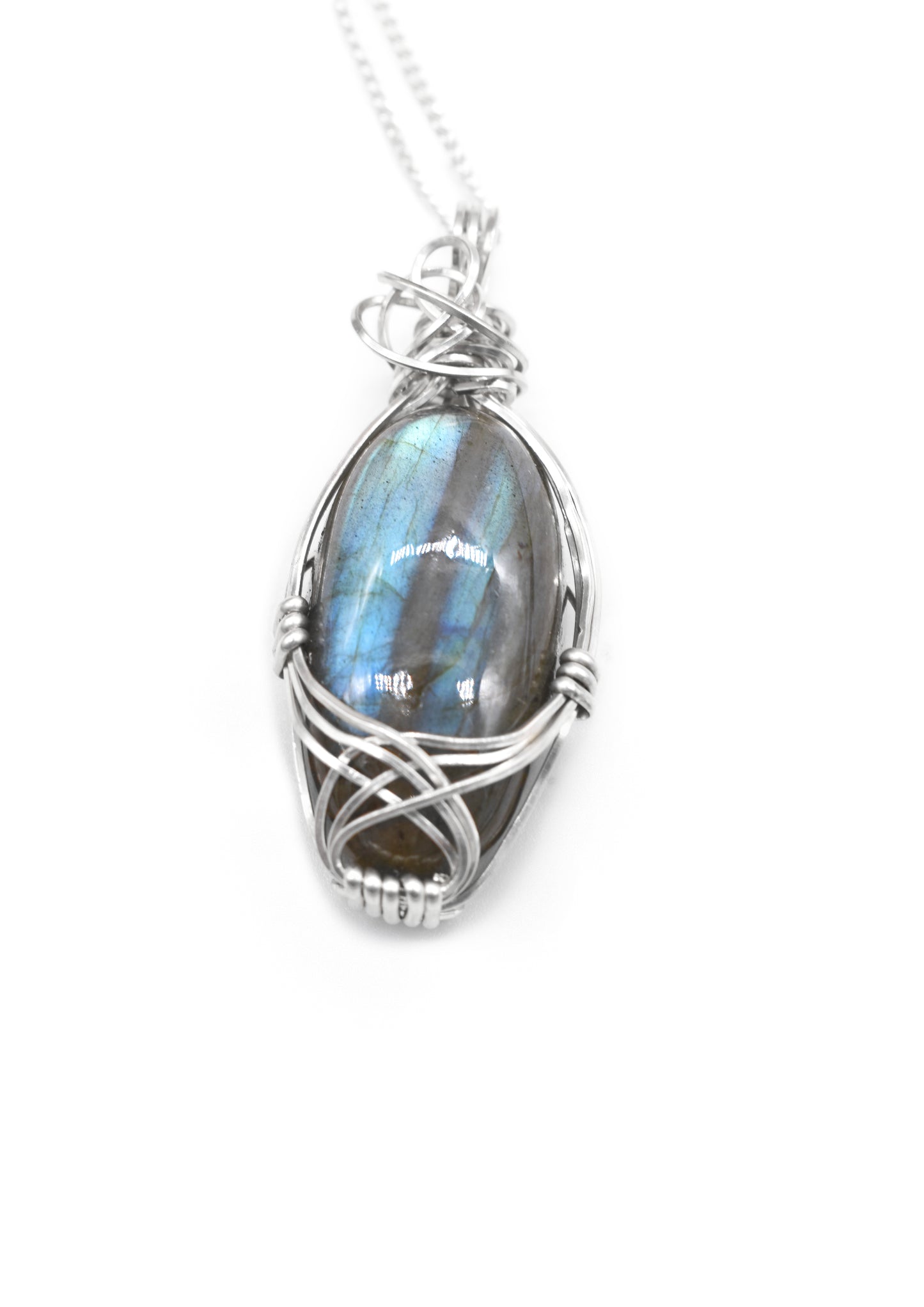Beautiful Blue Labradorite Sterling Pendant