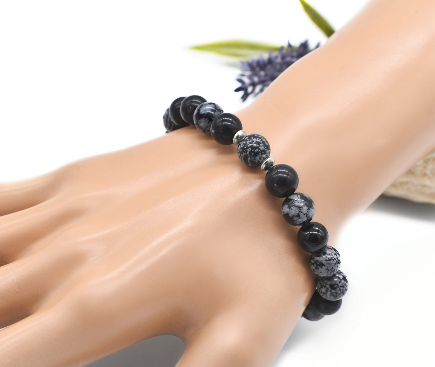 Custom Grounding Reiki Bracelet | Black Agate, Carnelian, Phantom Quartz, or Snowflake Obsidian