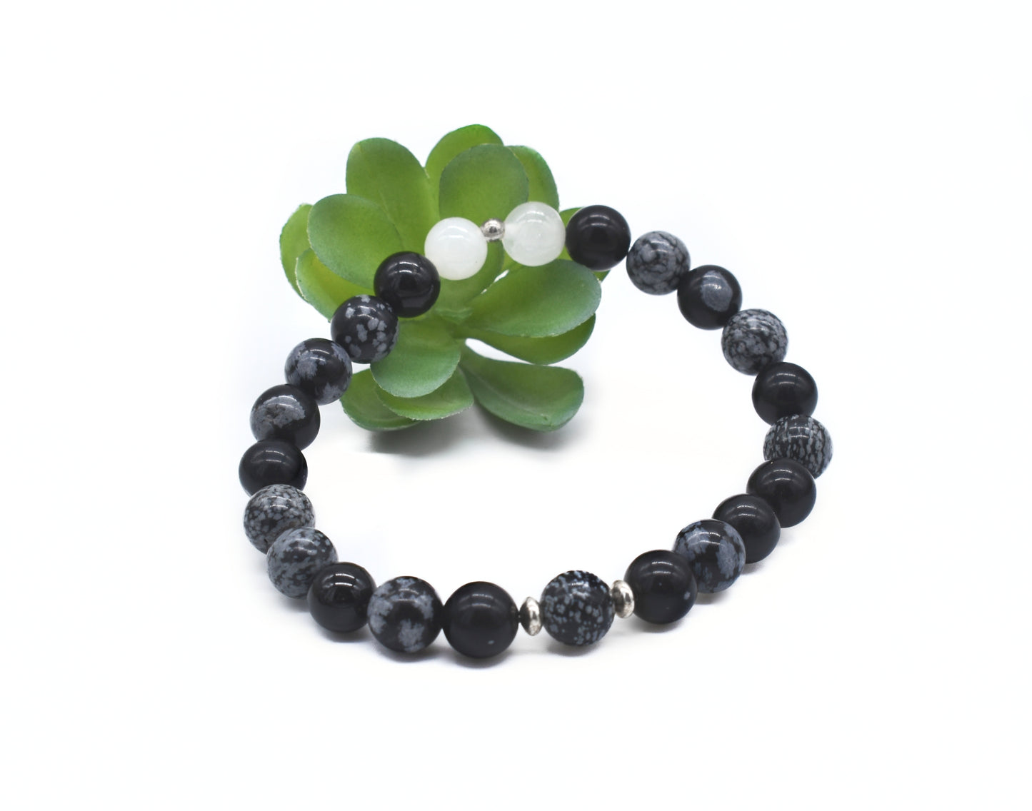 Custom Grounding Reiki Bracelet | Black Agate, Carnelian, Phantom Quartz, or Snowflake Obsidian