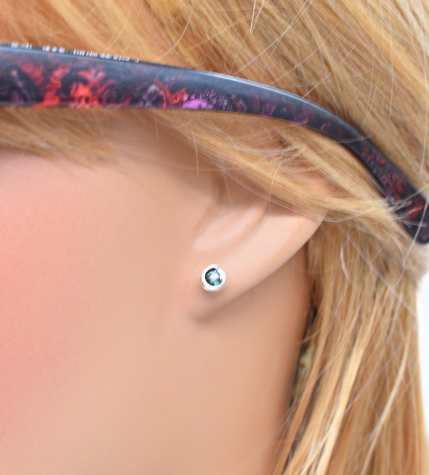 Pink, Blue and Green Tourmaline Reiki Healing Stud Earrings | Handmade Crystal Energy Jewelry