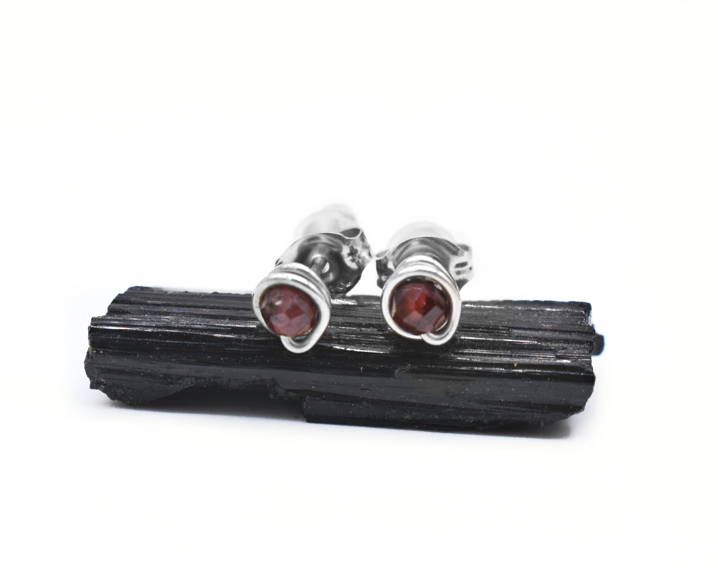 Red Garnet Reiki Healing Stud Earrings | Handmade Crystal Energy Jewelry