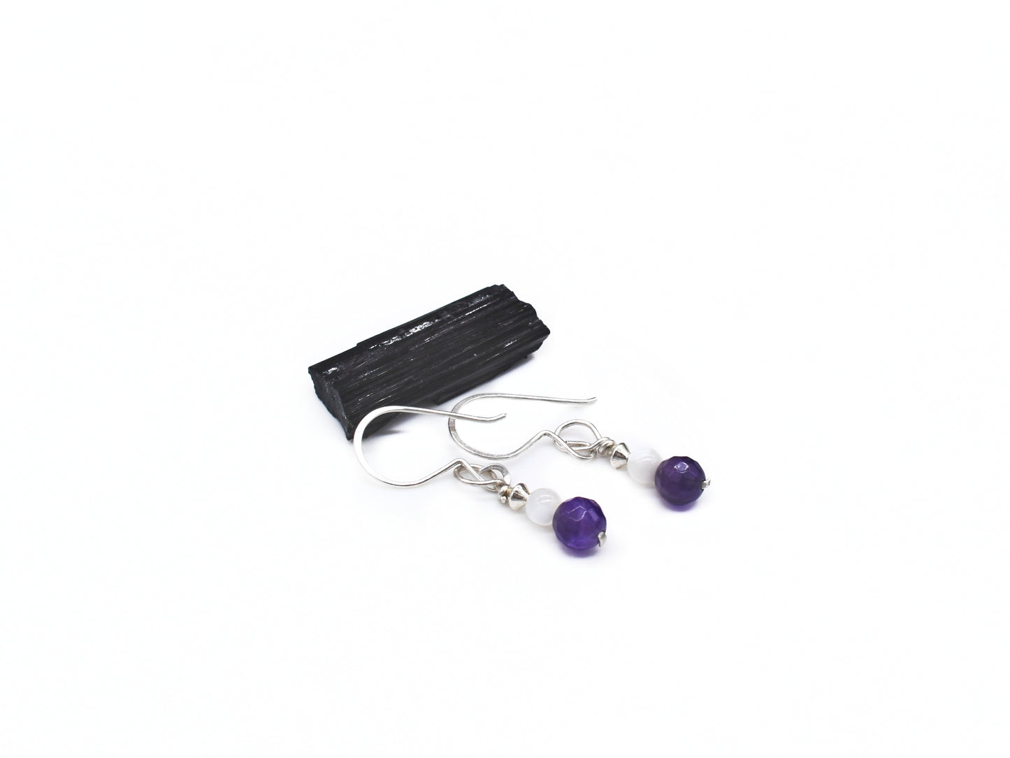 Selenite and Amethyst Reiki Healing Earrings | Handmade Crystal Energy Jewelry