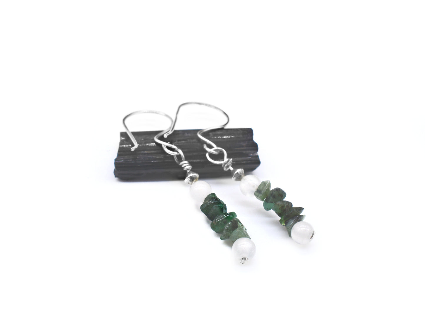 Emerald and Selenite Earrings