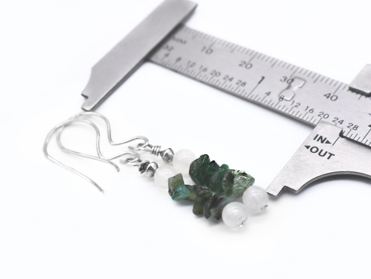 Emerald and Selenite Earrings