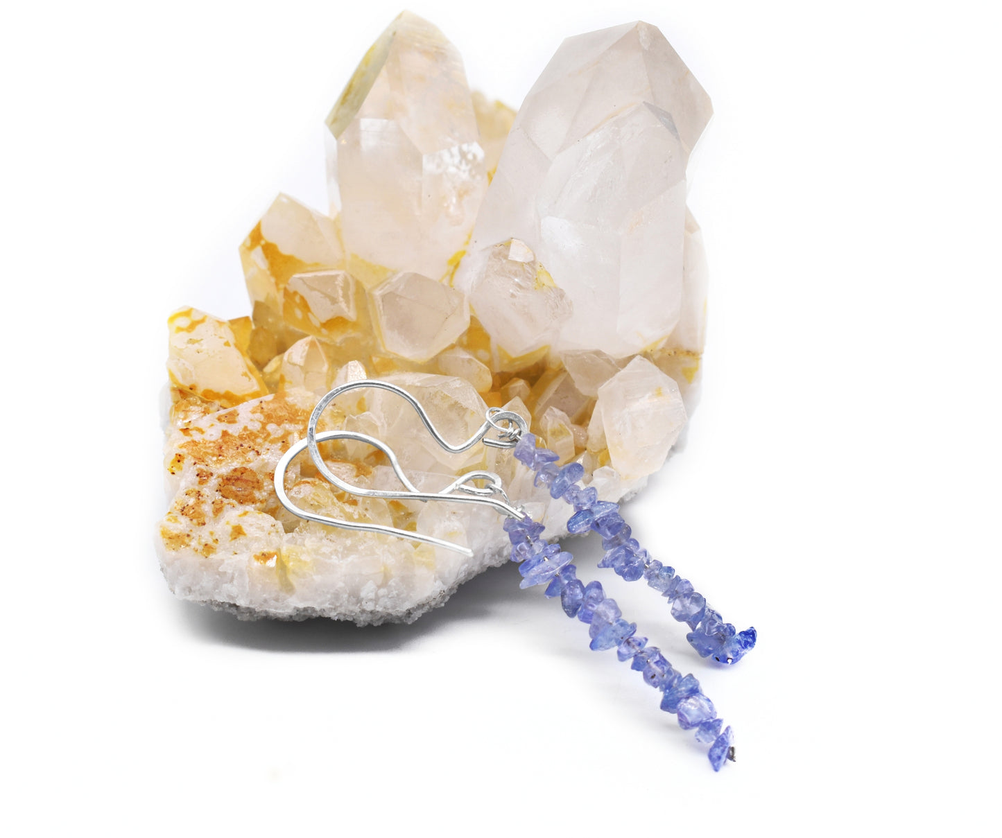 Tanzanite Chip Reiki Healing Earrings | Handmade Crystal Energy Earrings