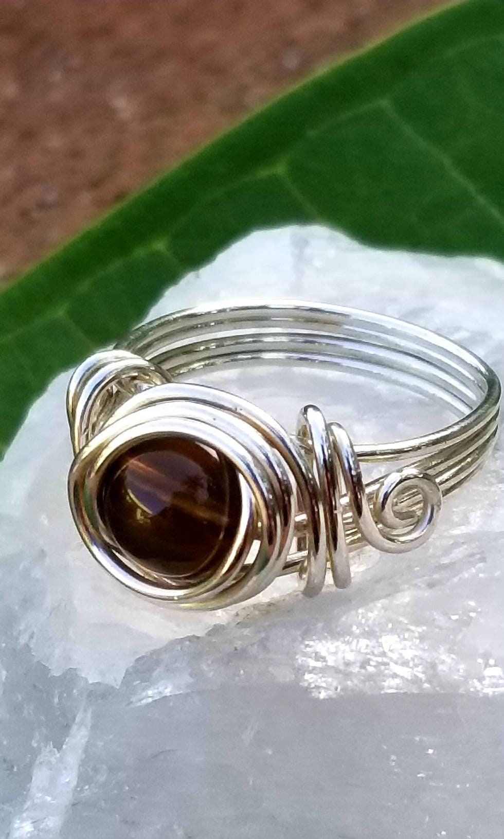 Smoky Quartz Crystal Celtic Meditation Ring