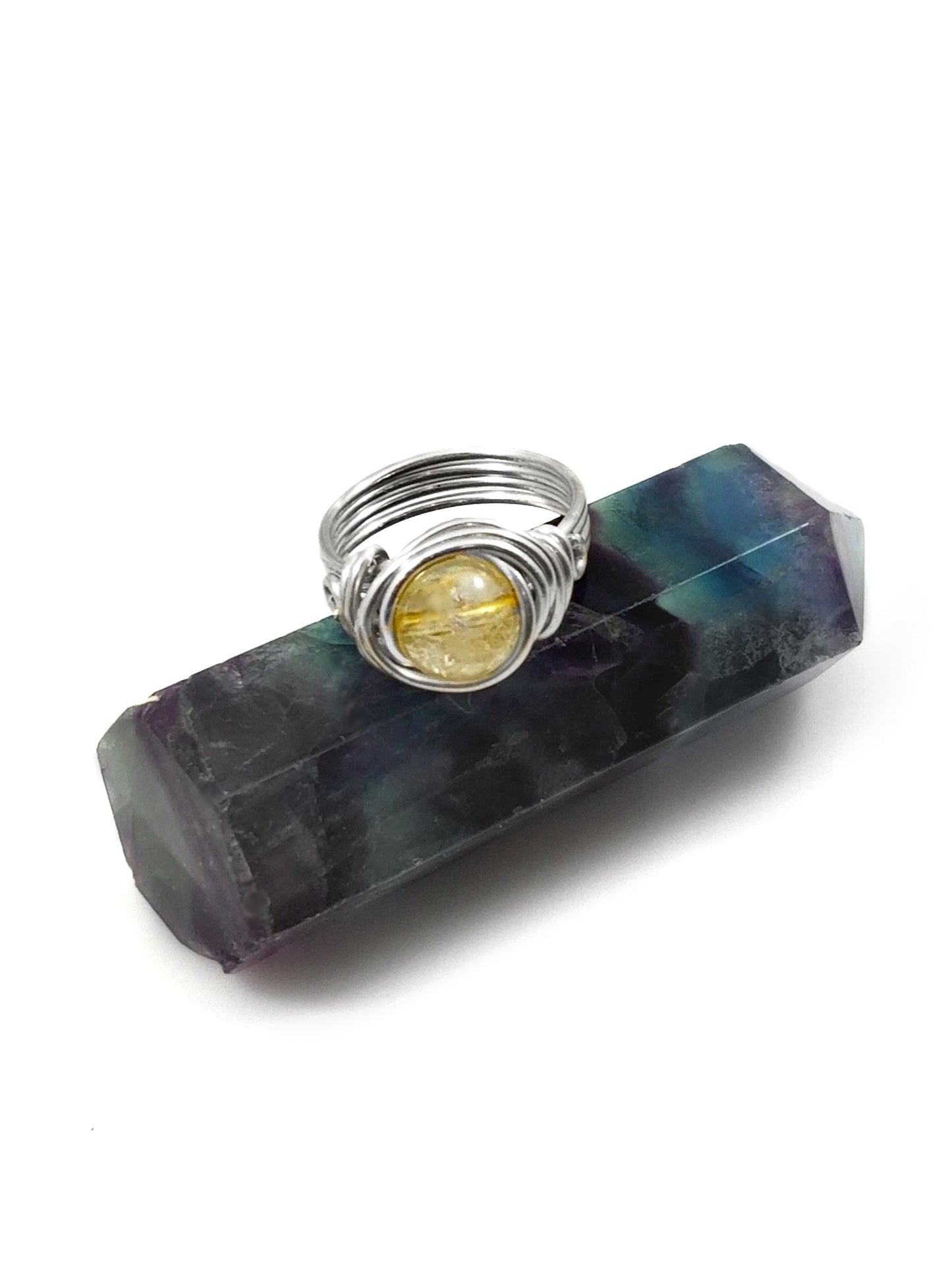 Citrine Crystal Celtic Meditation Ring