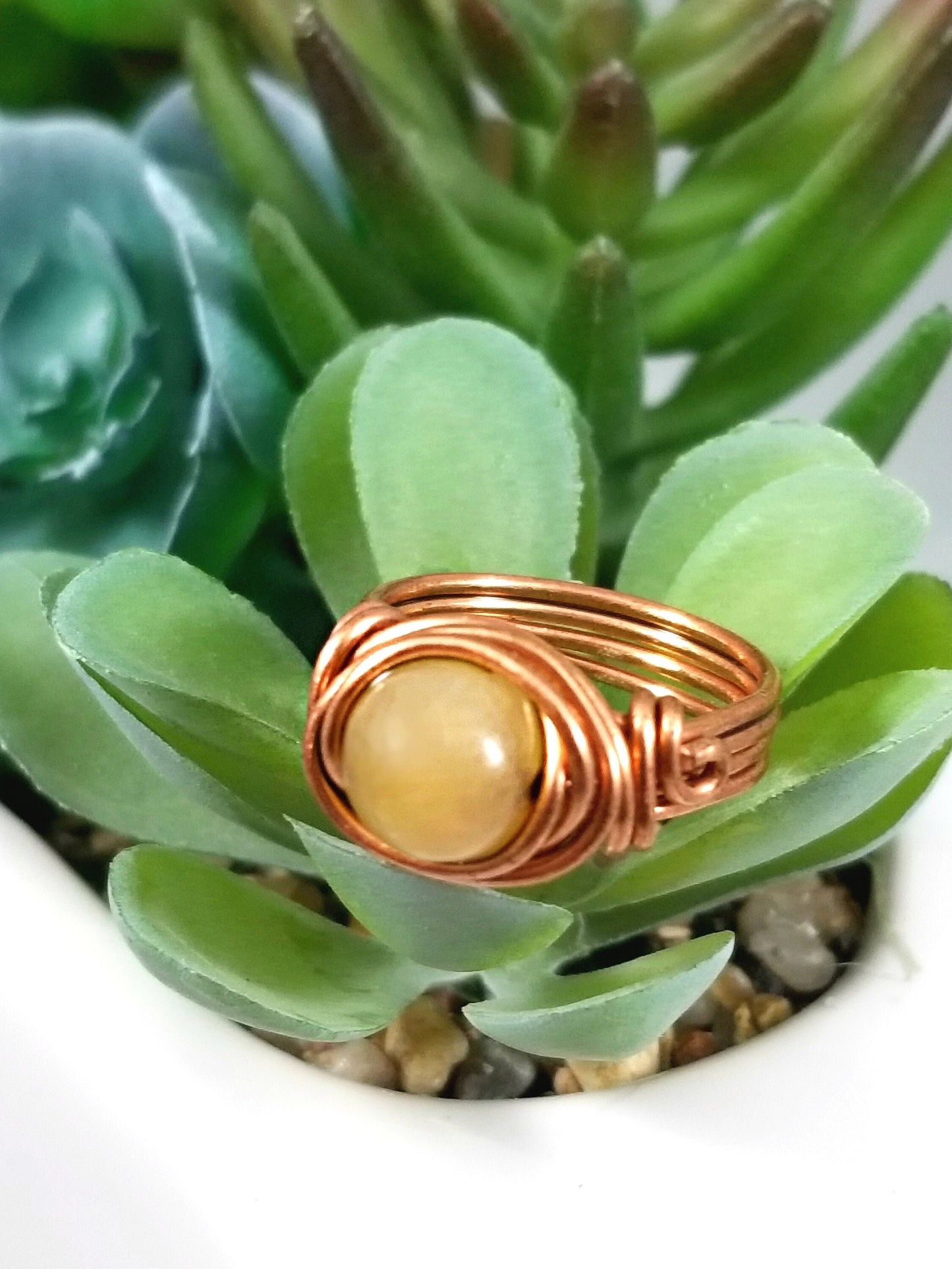 Yellow Calcite Celtic Meditation Ring