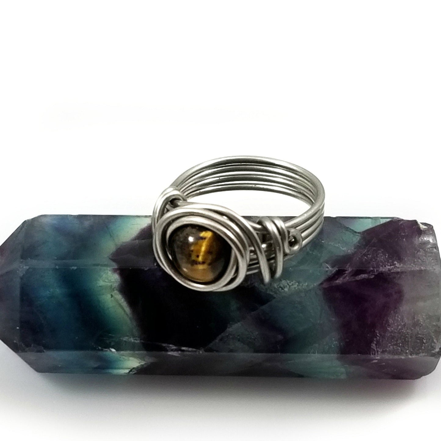 Golden Tigers Eye Celtic Meditation Ring