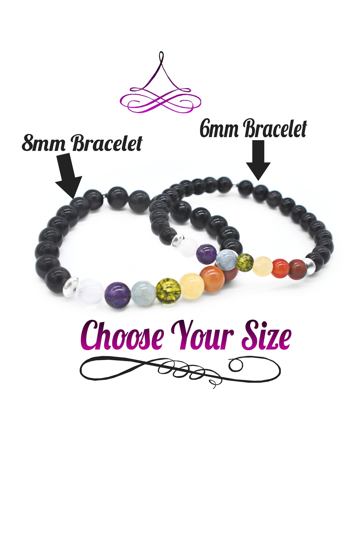7 Chakra Balancing Gemstone and Sterling Bead Bracelet