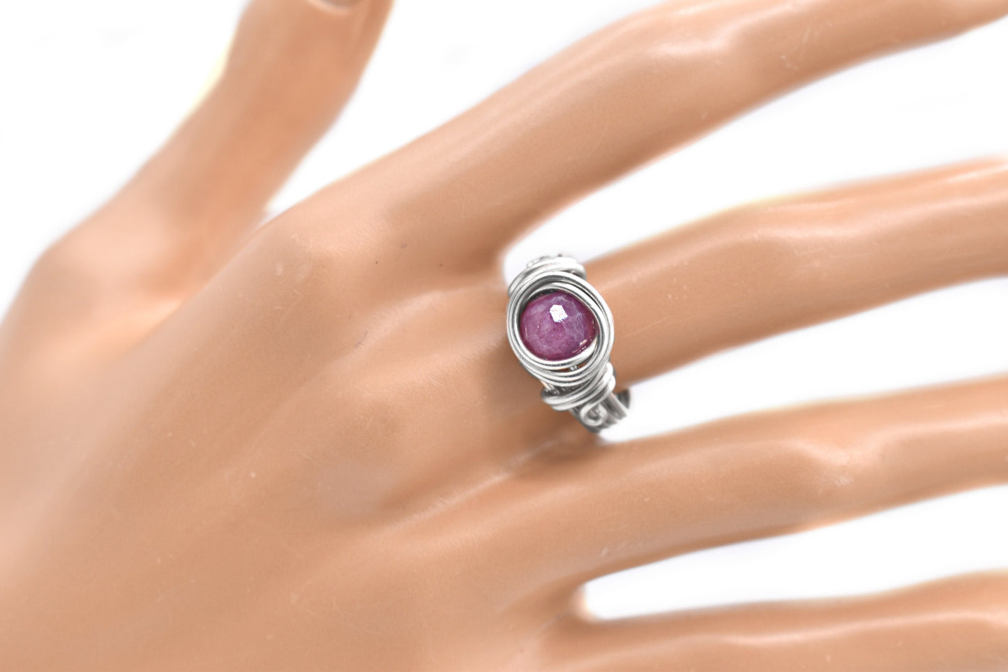 Faceted Ruby Red Celtic Meditation Ring