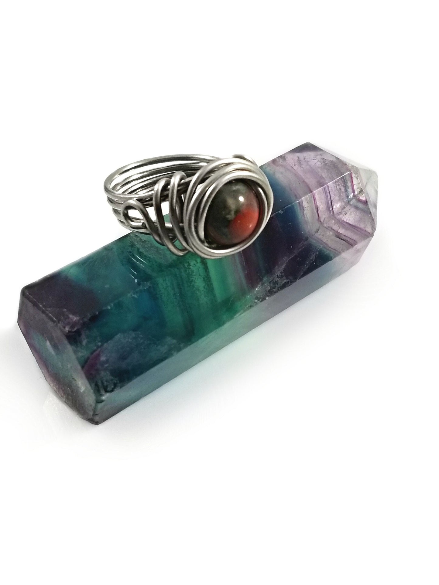 African Bloodstone Jasper Meditation Celtic Rings