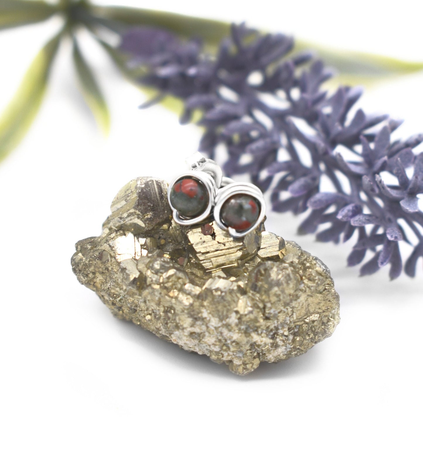 Bloodstone 4mm Studs