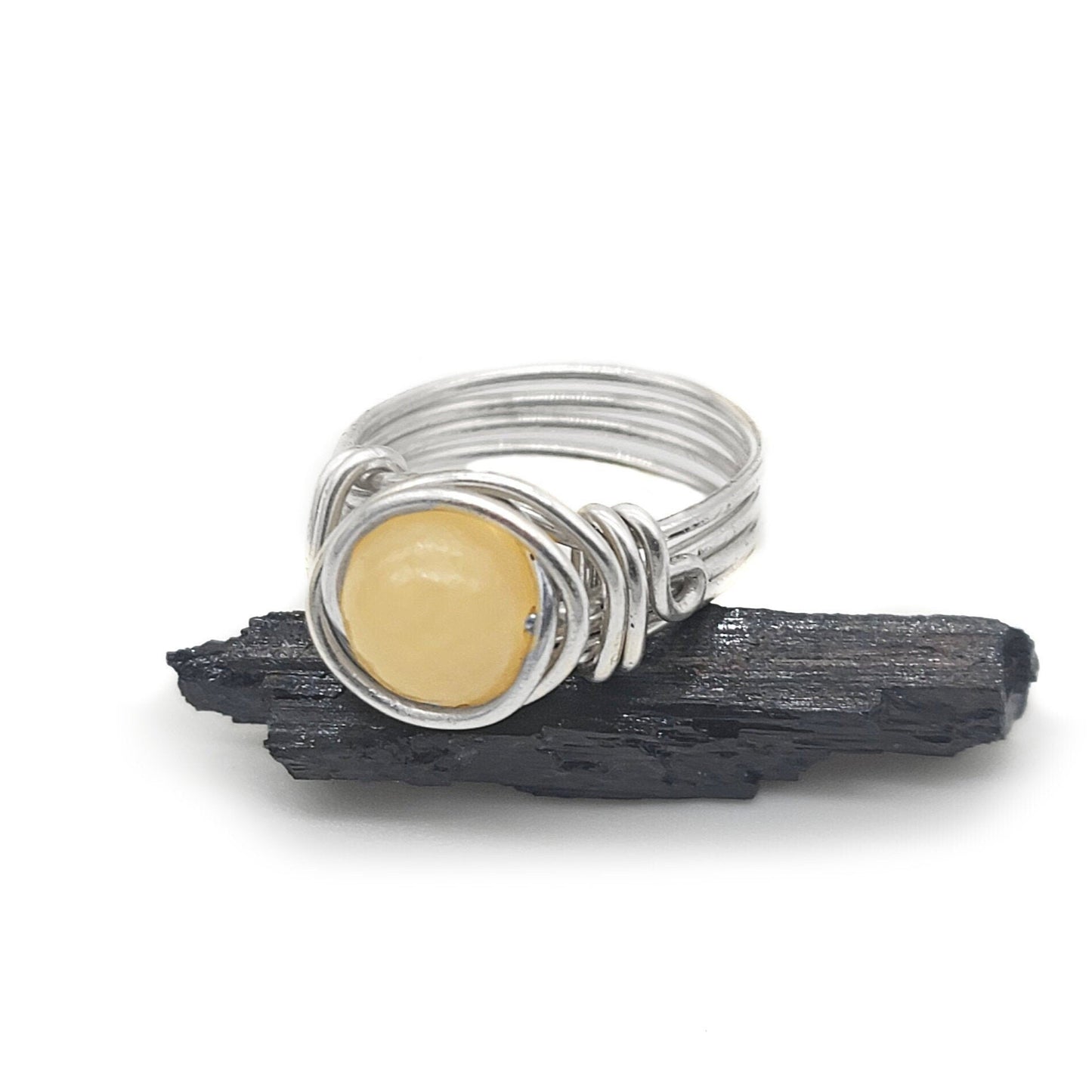 Yellow Calcite Celtic Healing Ring