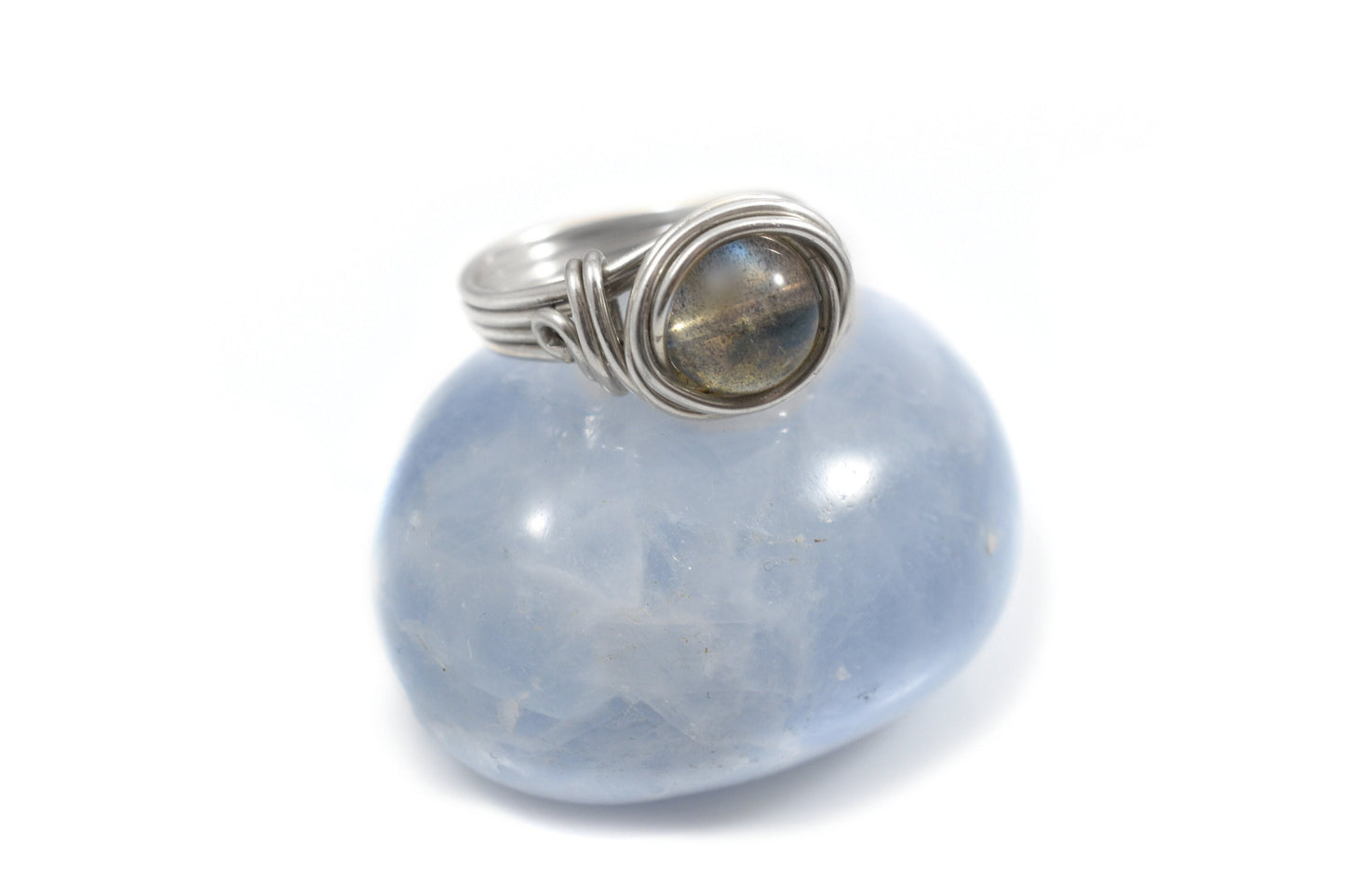 Labradorite Flashy Blue Celtic Meditation Ring
