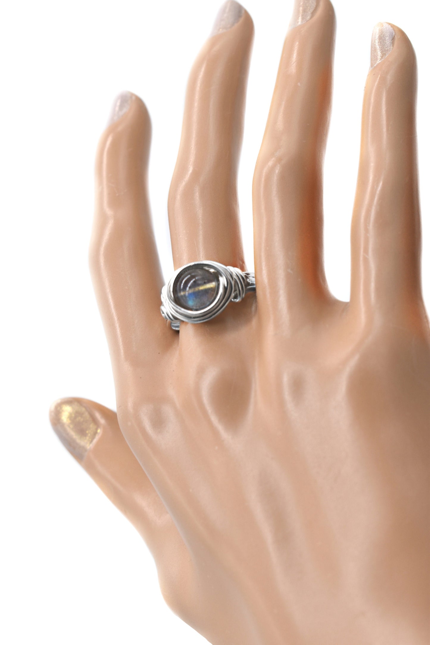 Labradorite Flashy Blue Celtic Meditation Ring
