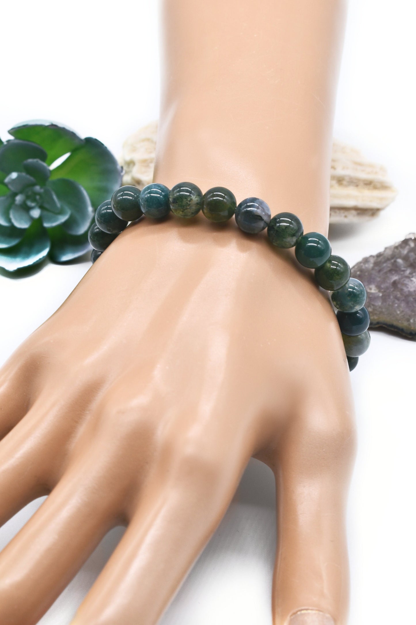 Beautiful Green Moss Agate Gemstone Bracelet