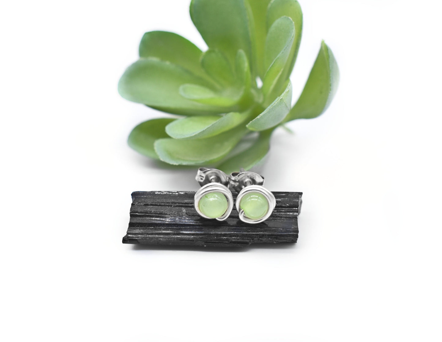 Green Calcite 4mm Studs