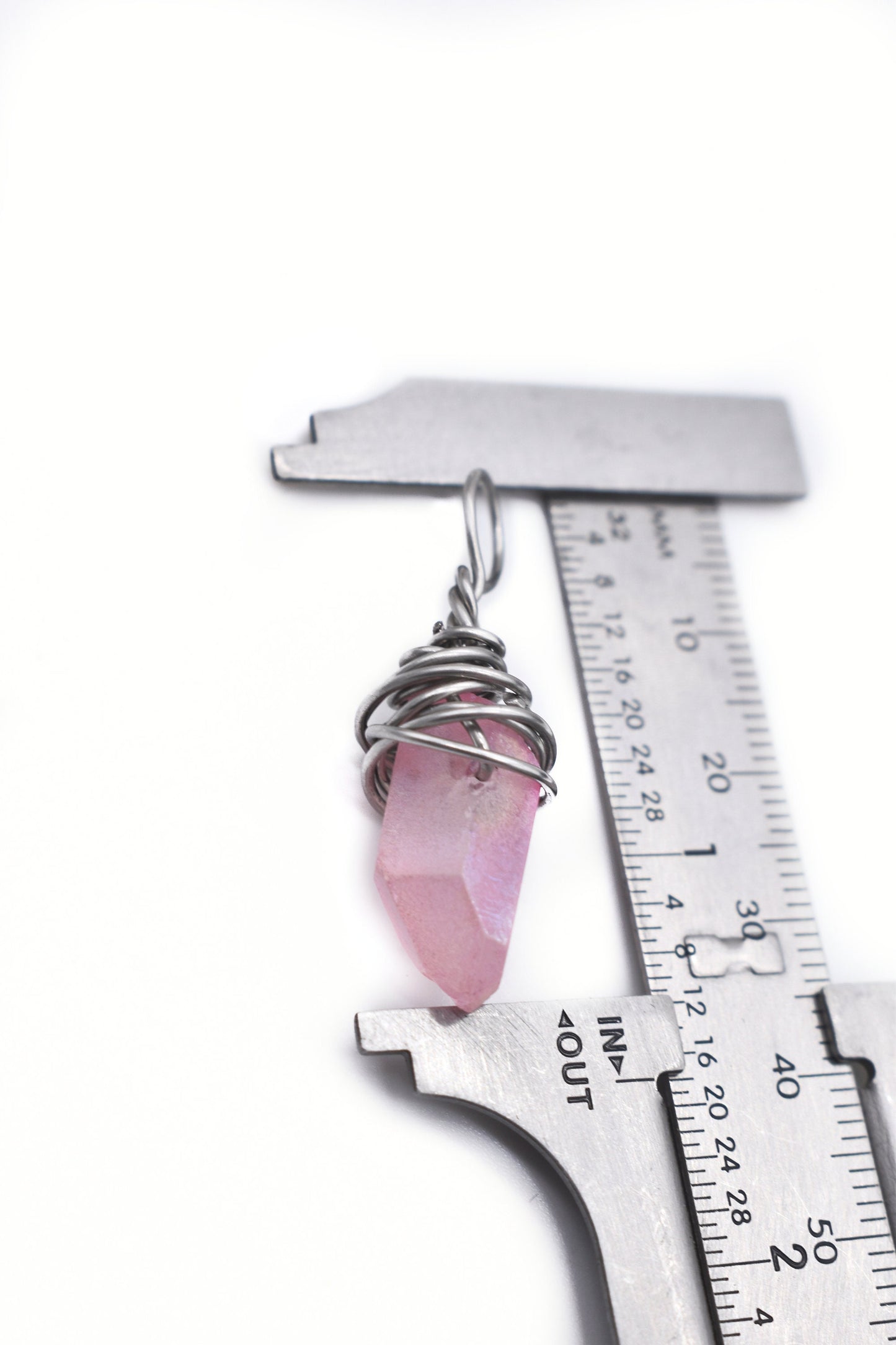 Stainless Pink Aura Quartz Pendant/ Elegant Amulets/ Meditation Gifts/ Personal Gifts