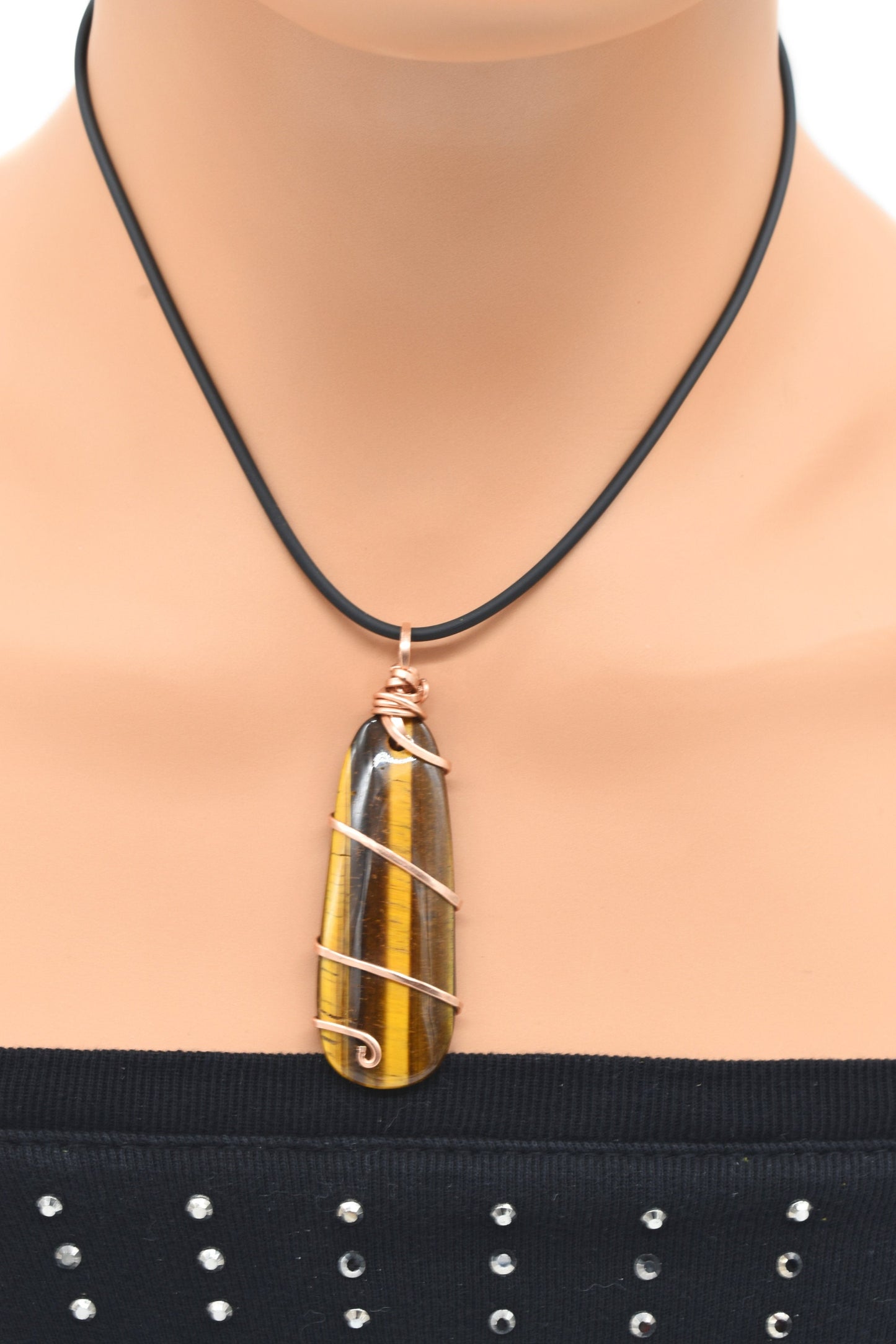 Tigers Eye Copper Pendant/ Elegant Amulets/ Meditation Gifts/ Personal Gifts