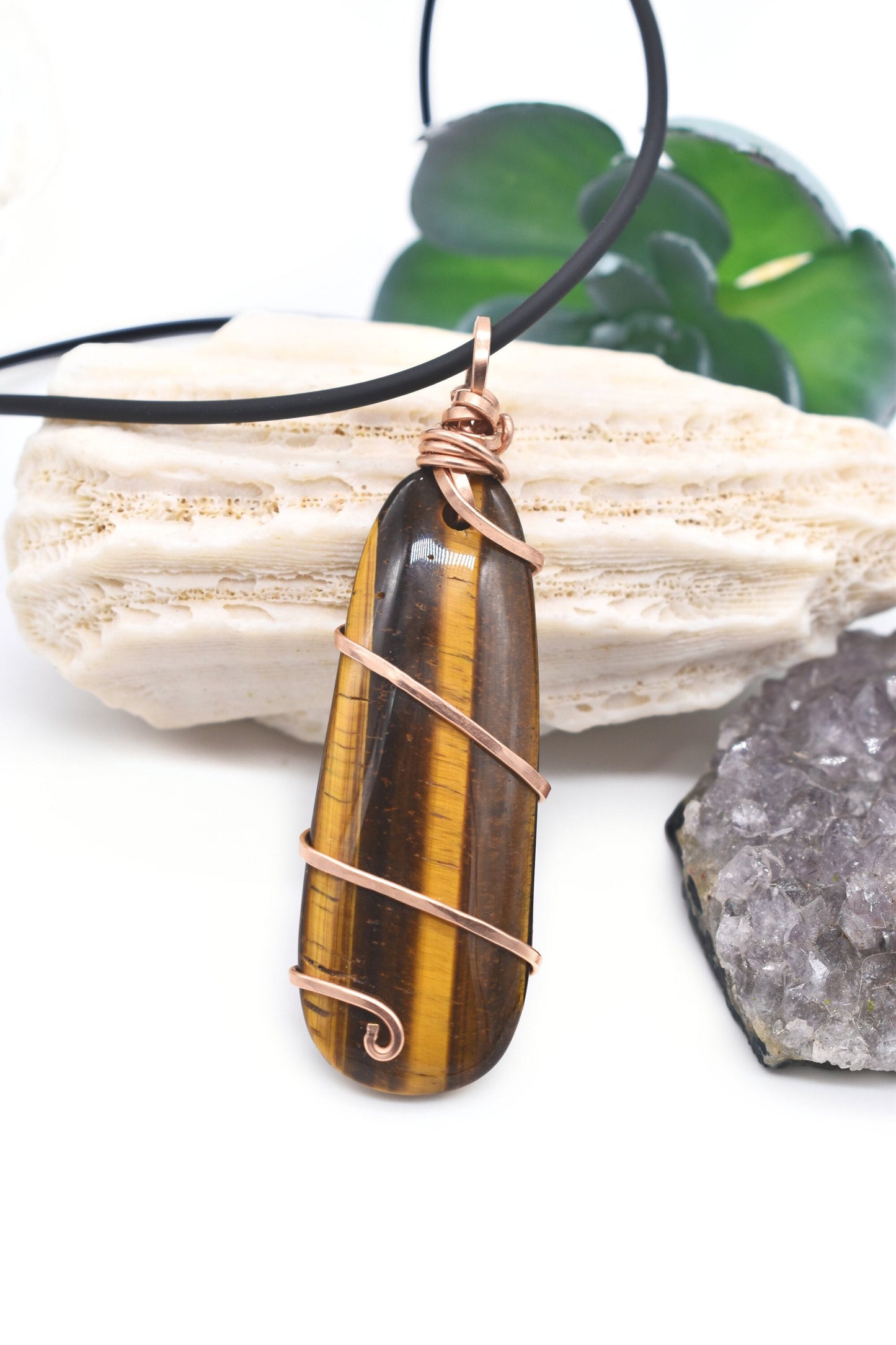 Tigers Eye Copper Pendant/ Elegant Amulets/ Meditation Gifts/ Personal Gifts