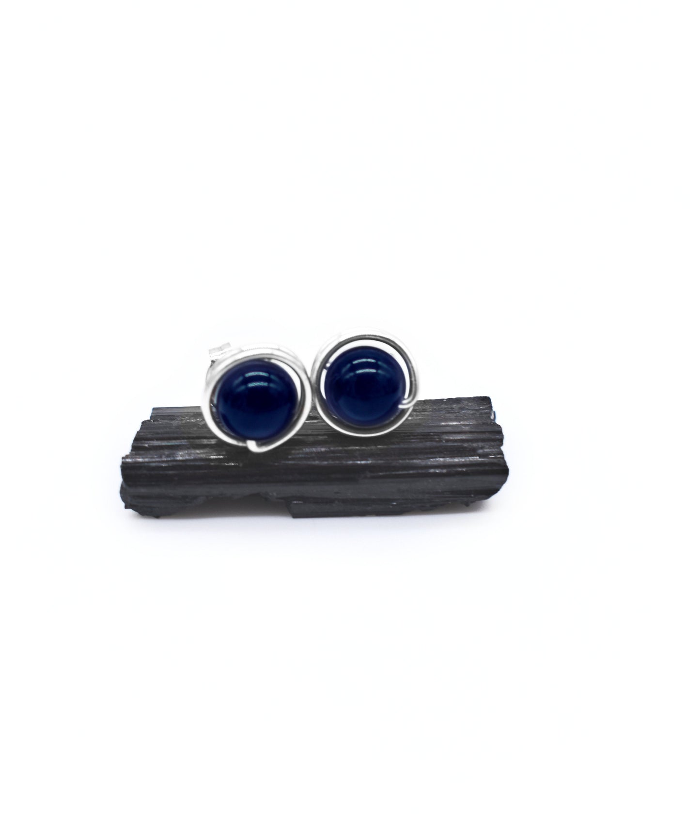 Dark Blue Tigers Eye 6mm Studs