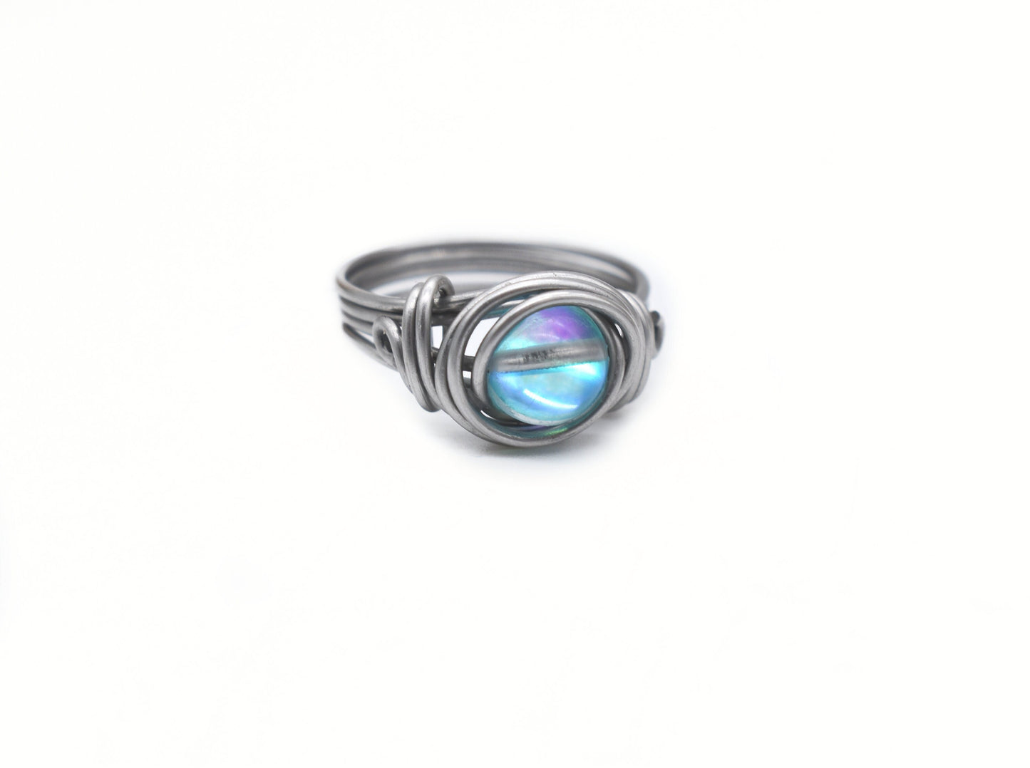 Blue Aura Quartz Celtic Meditation Ring