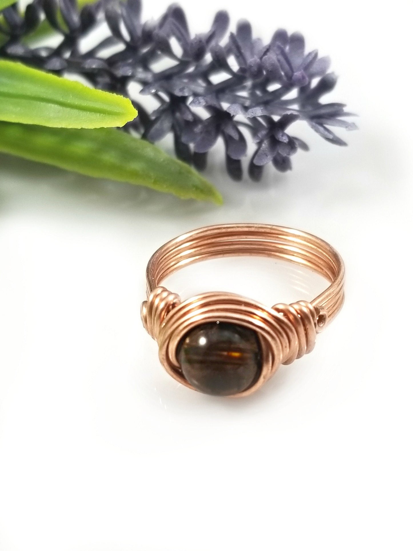 Smoky Quartz Crystal Celtic Meditation Ring