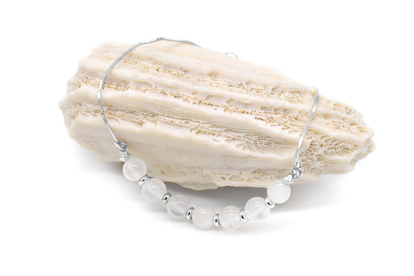 Selenite Adjustable Sterling Silver Bracelet