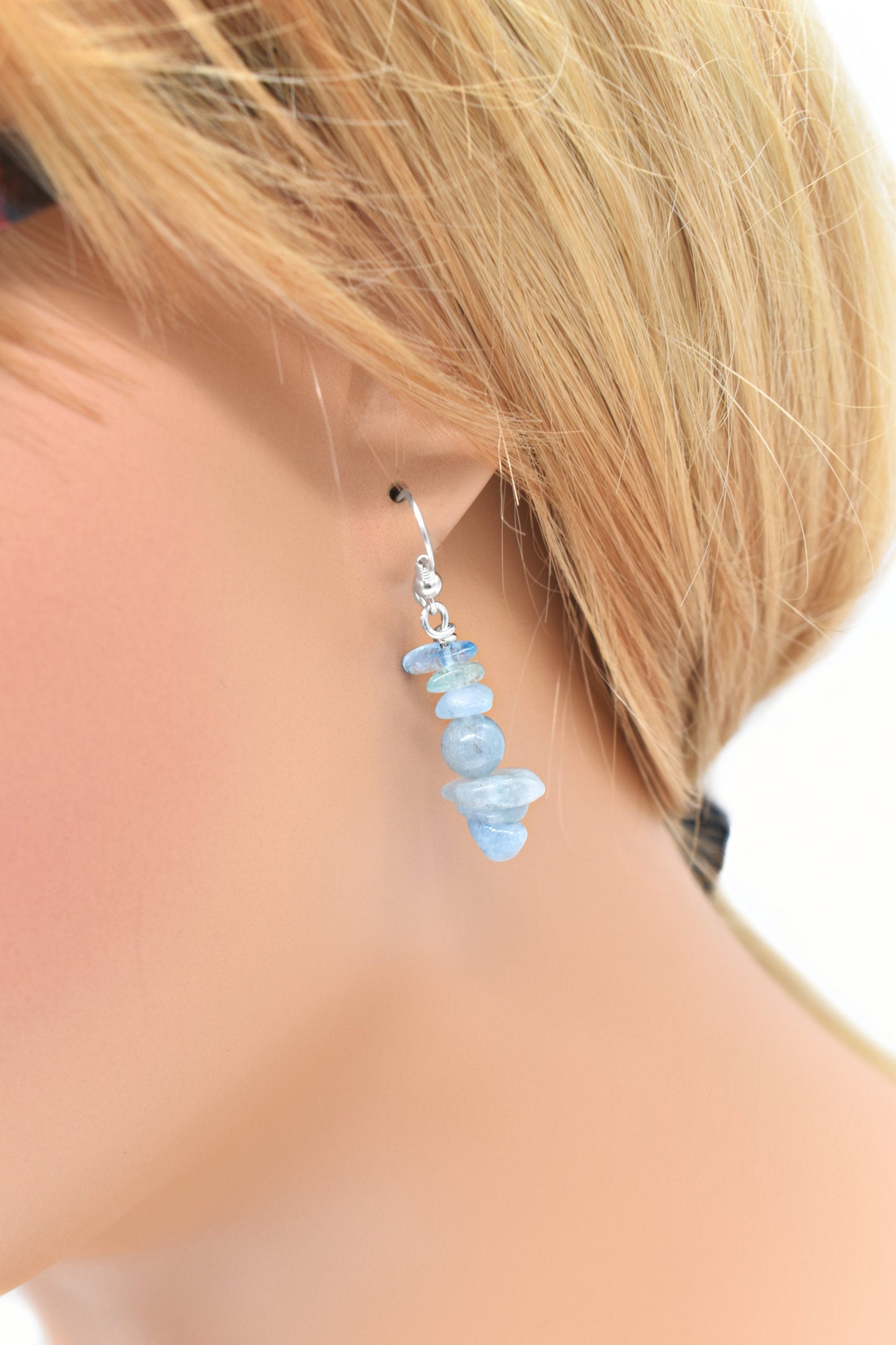 Aquamarine Chip Drop Earrings