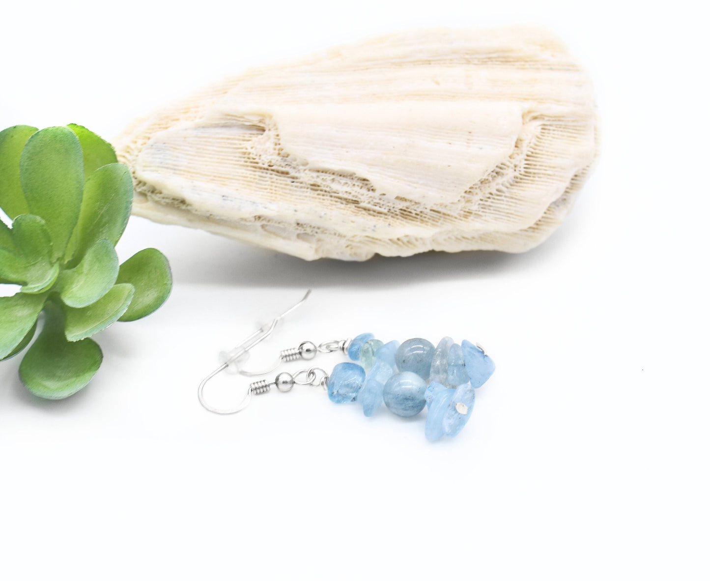 Aquamarine Chip Drop Earrings