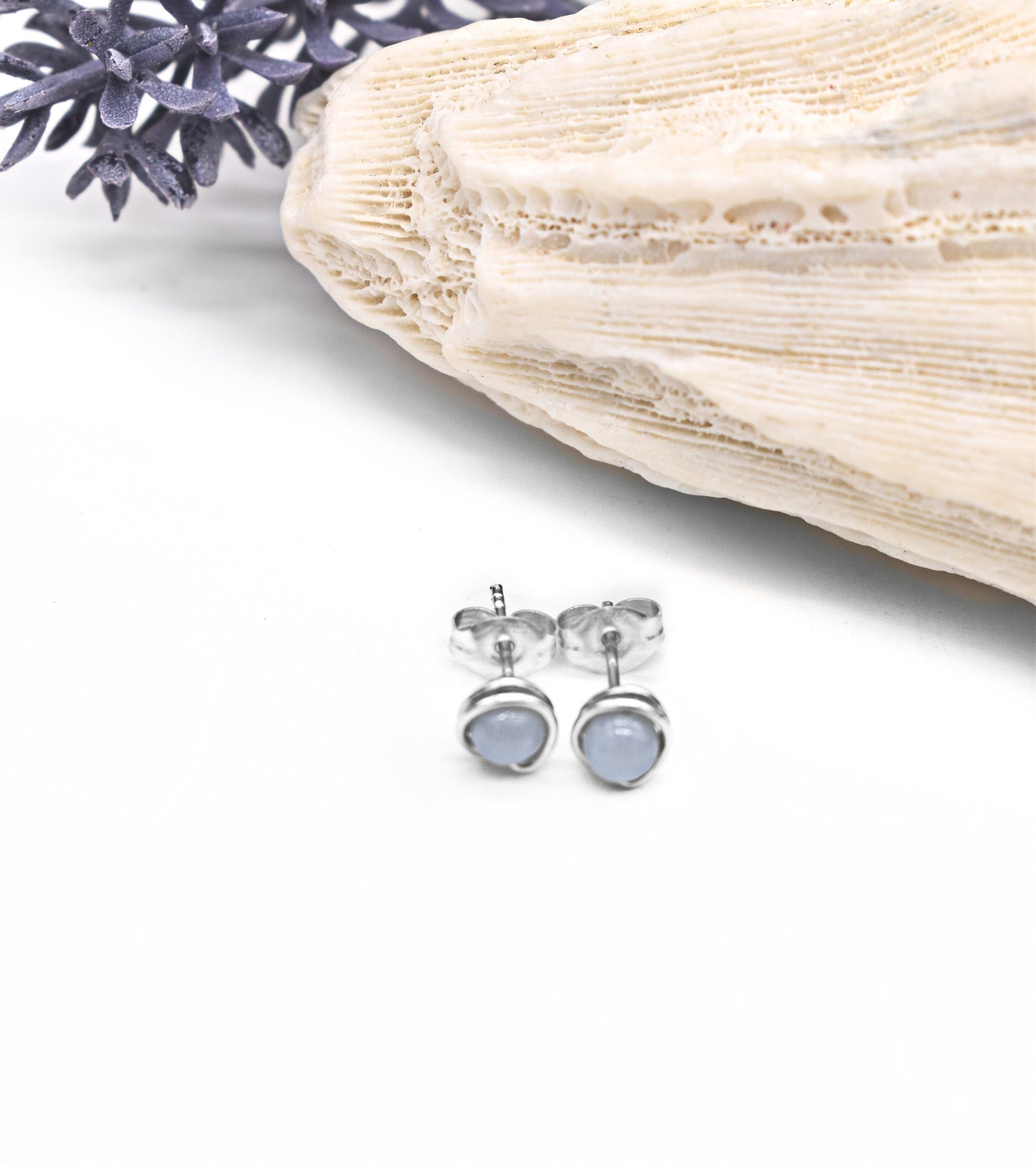 Angelite Stud Earrings 4mm