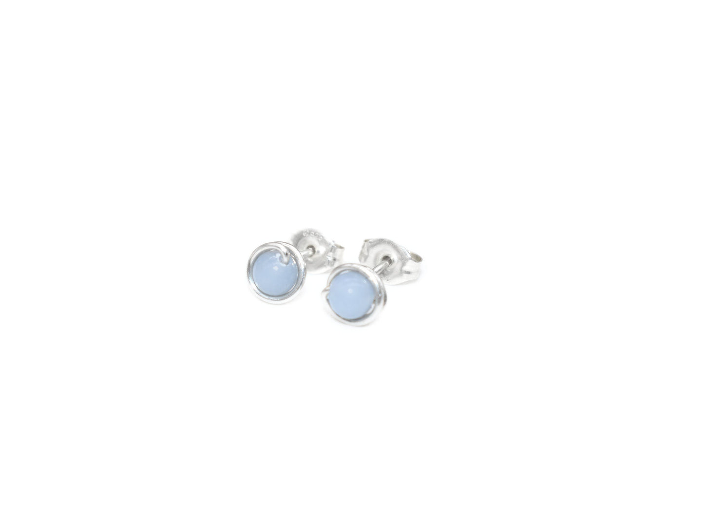 Baby Blue Angelite Stud Earrings 4mm