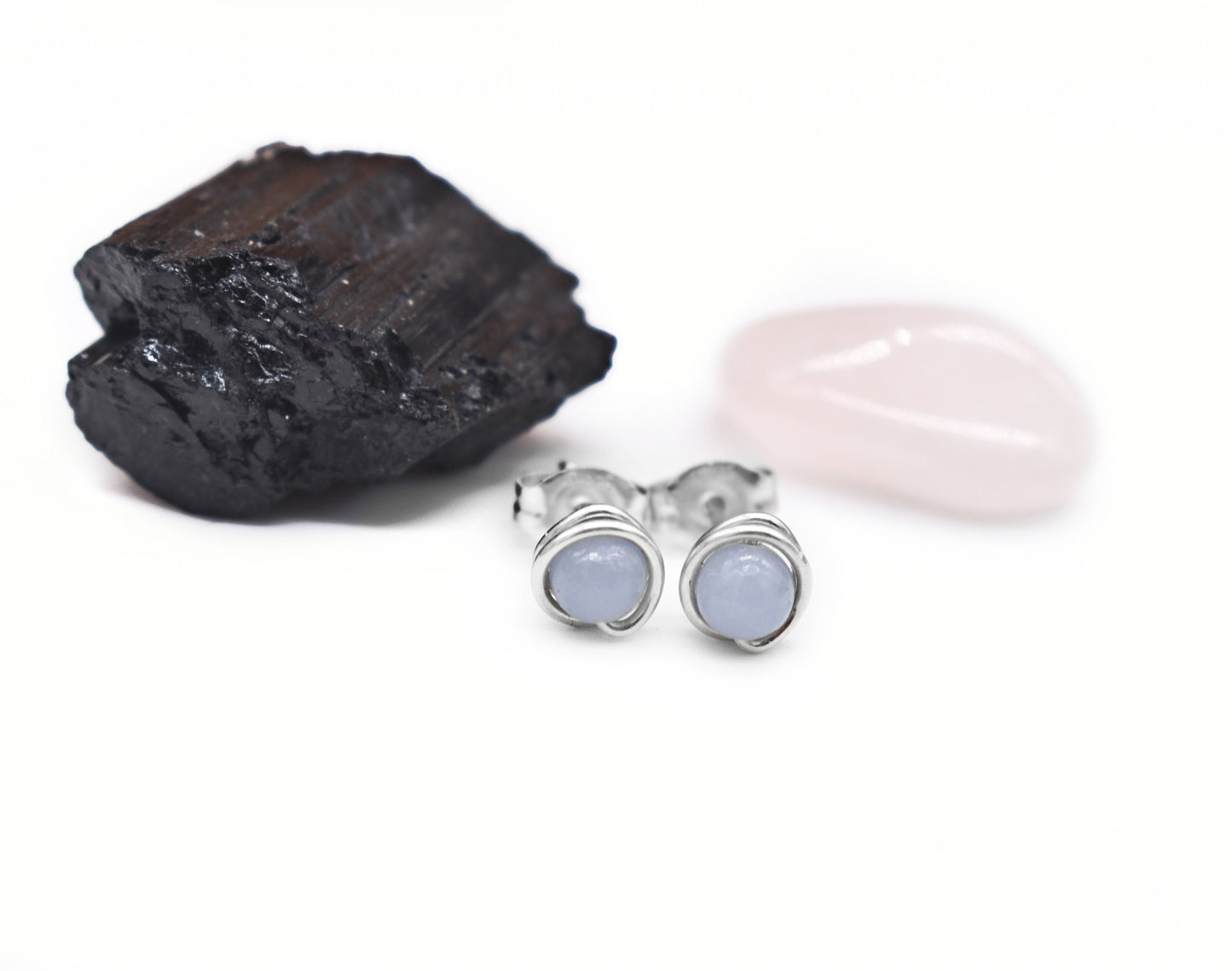 Angelite Stud Earrings 4mm