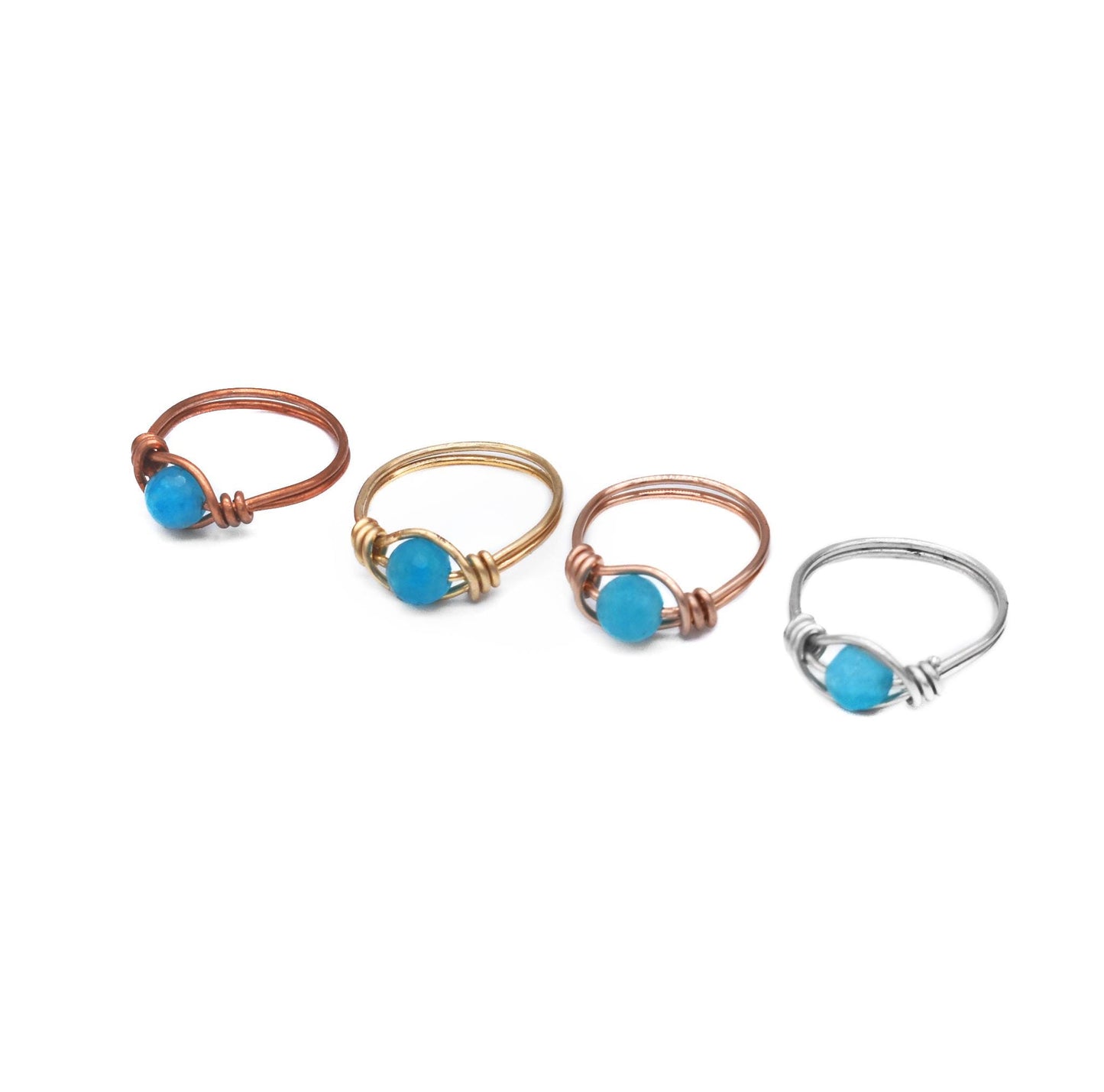 Faceted Simple Amazonite Rings