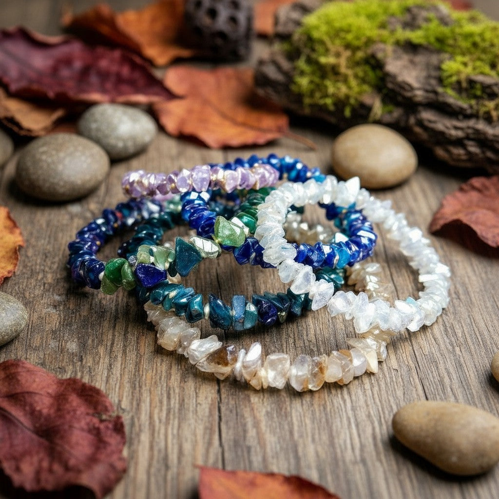 Gemstone and Crystal Chip Bracelets