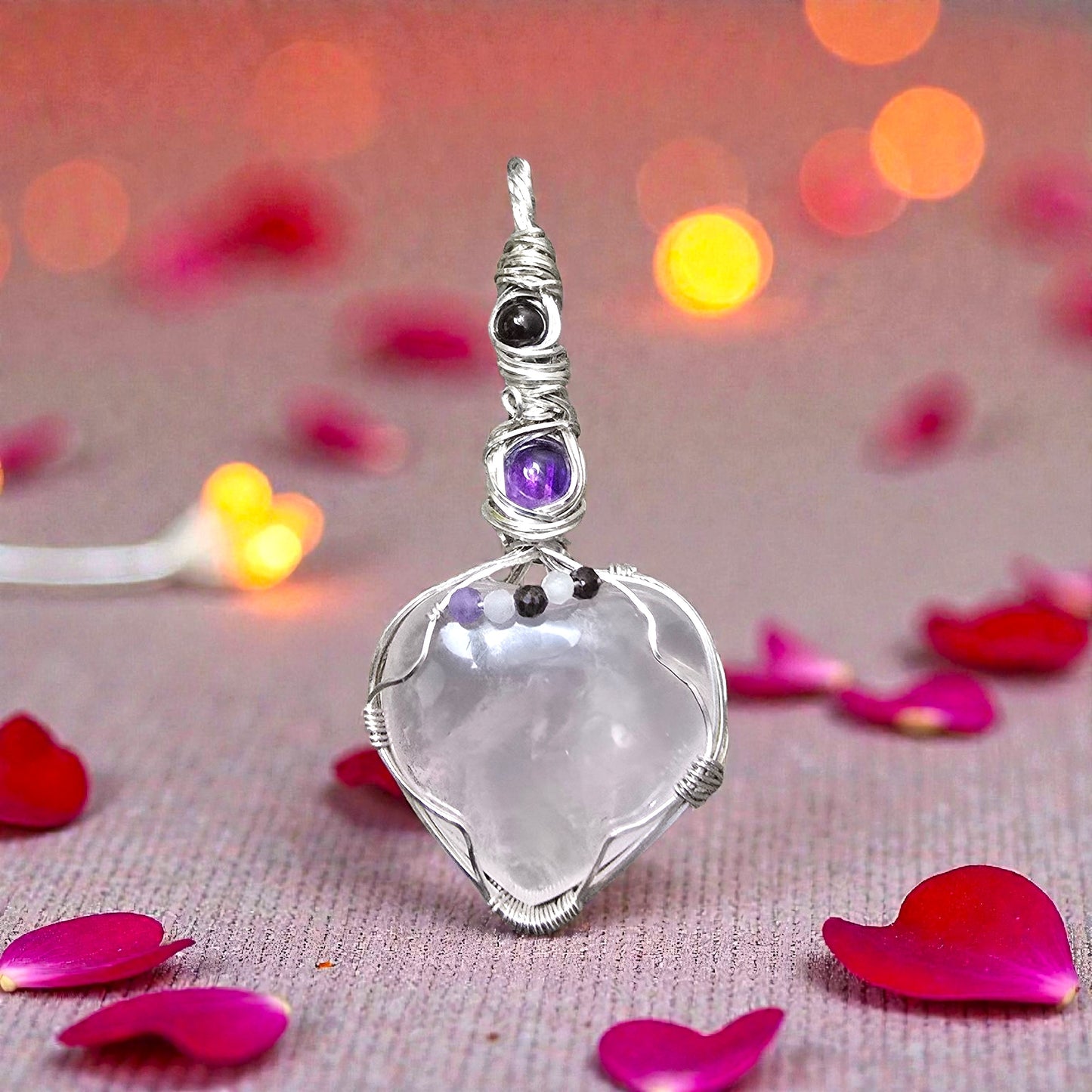 Stunning Wire-Wrapped Rose Quartz Heart Pendant ✨