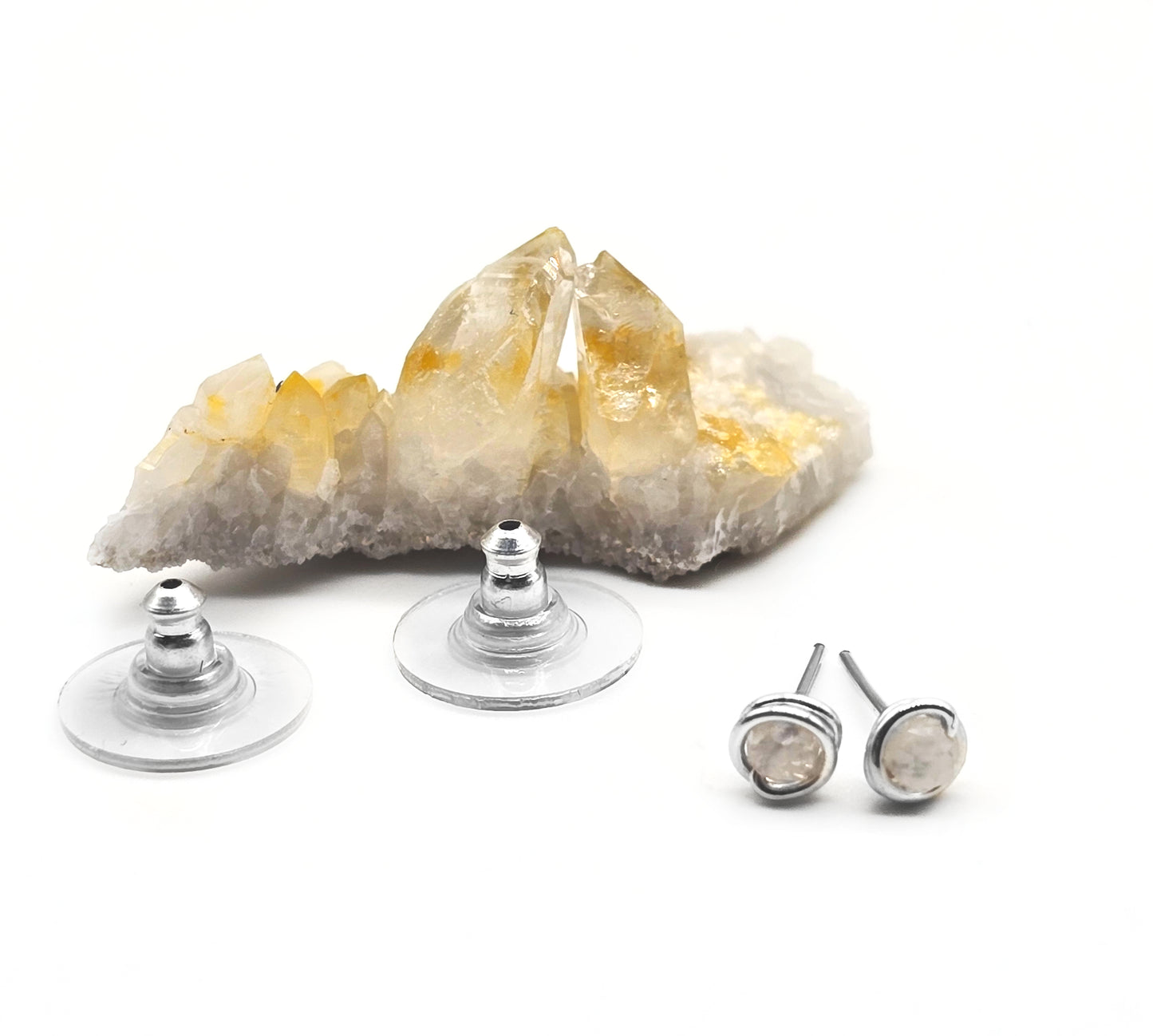 Micro-Faceted Rose Quartz Stud Earrings