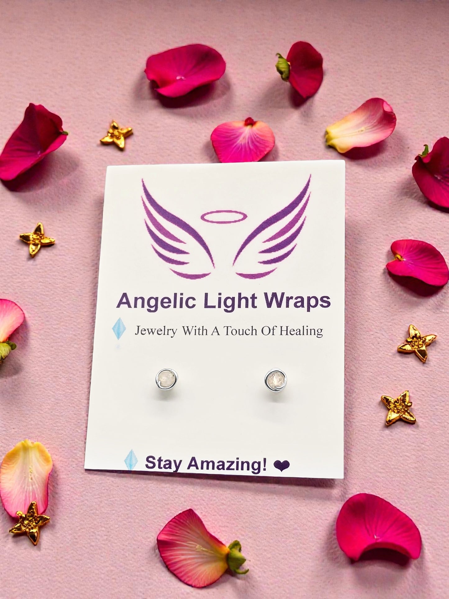 Micro-Faceted Rose Quartz Stud Earrings