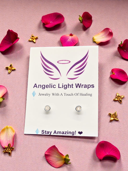 Micro-Faceted Rose Quartz Stud Earrings