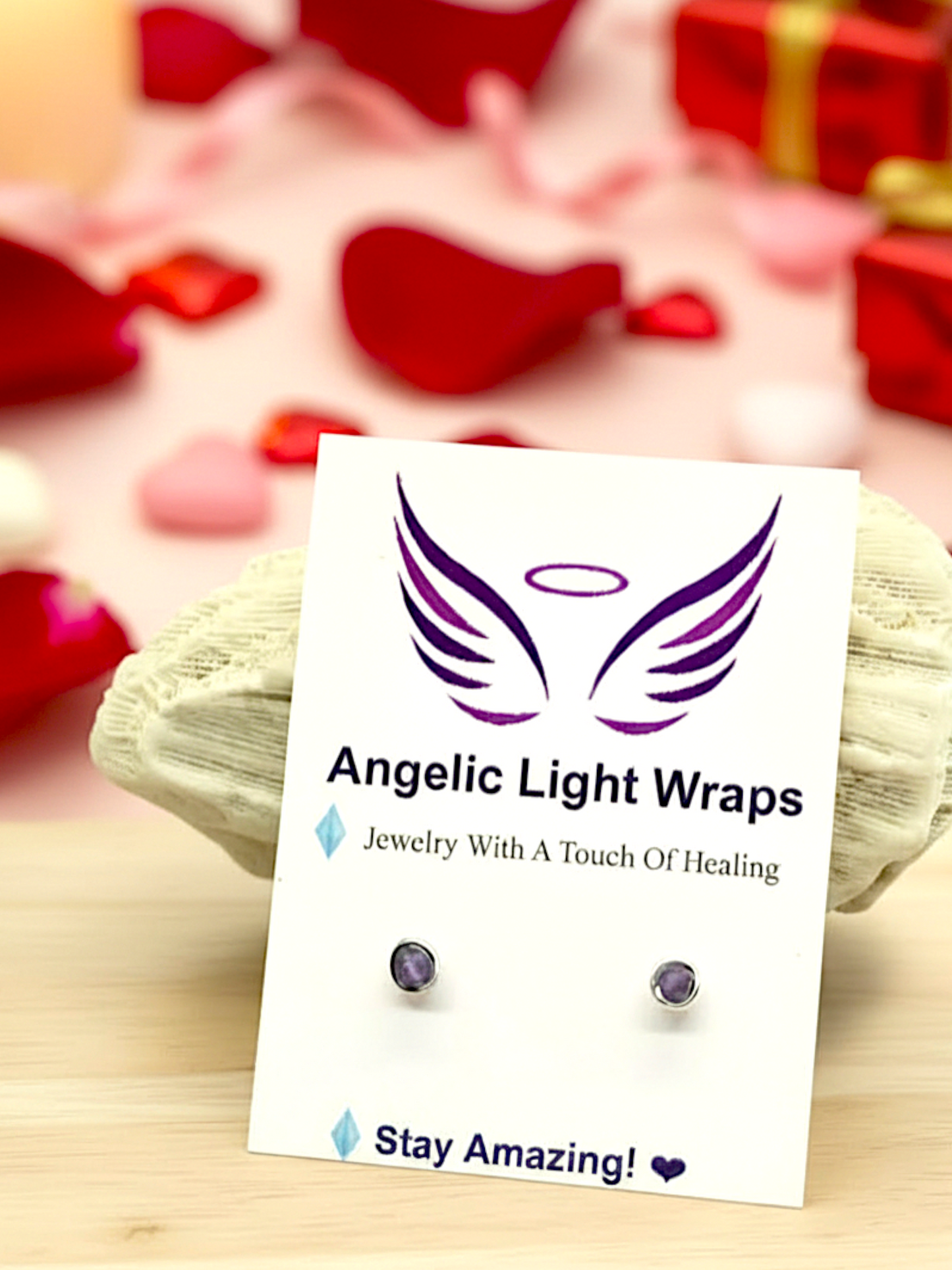 Wire-Wrapped Micro-Faceted Amethyst Stud Earrings