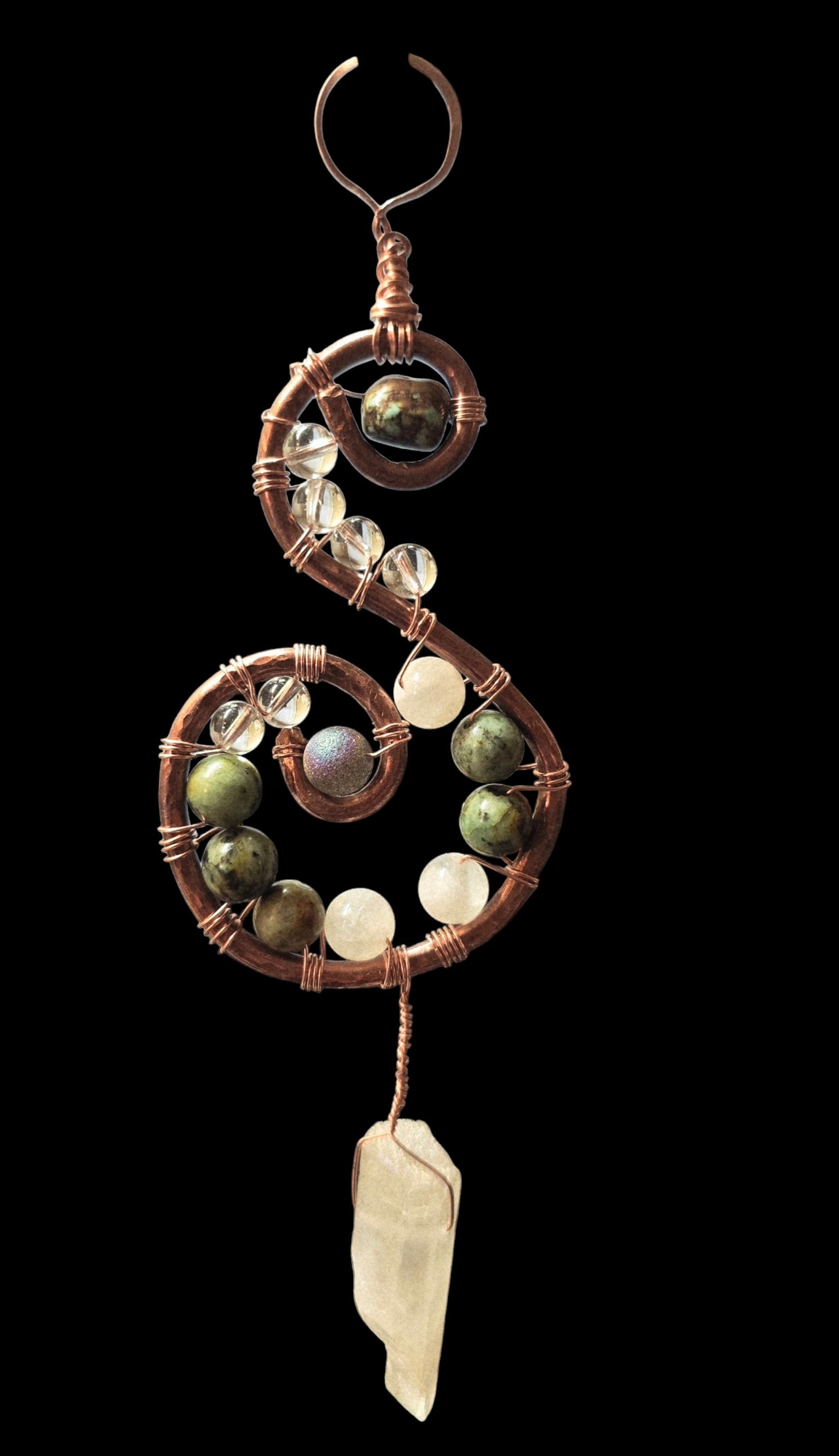 ✨ Swirled Gemstone, Crystal Copper Sun Catcher