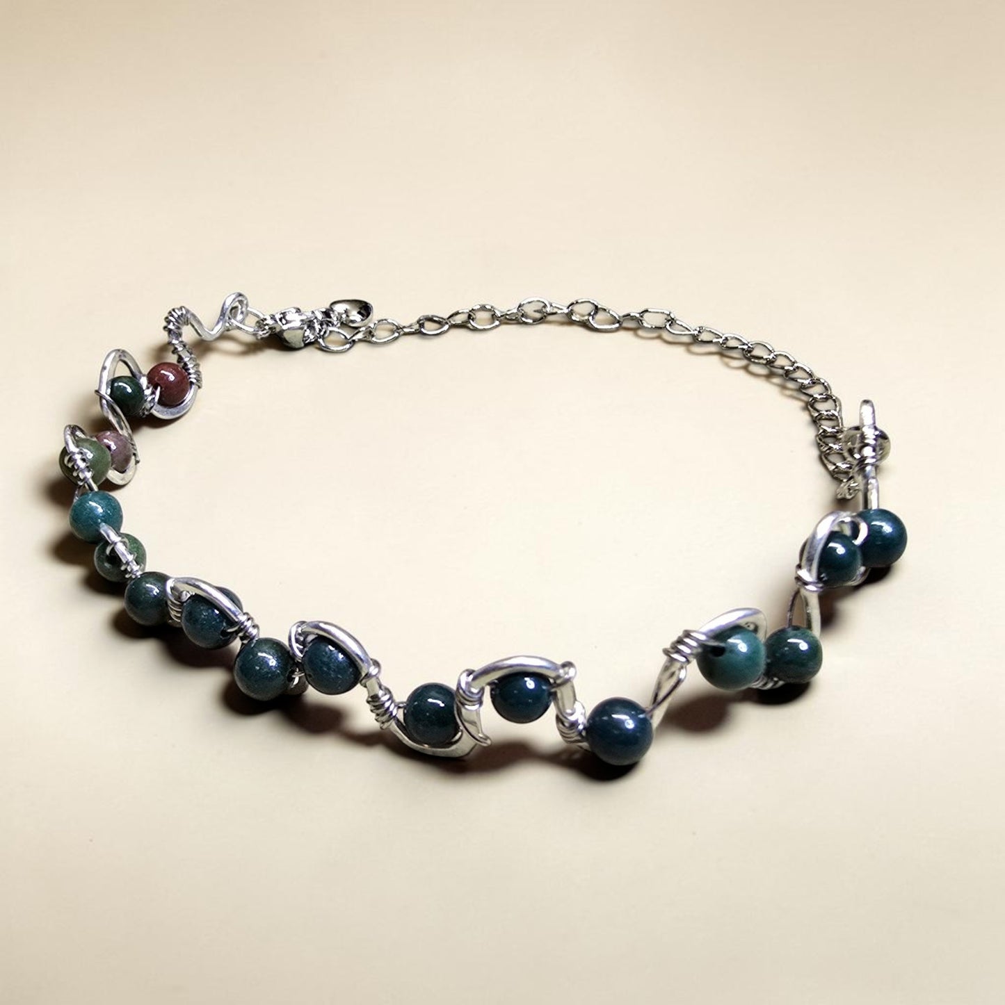 Hand Hammered Bloodstone Bangle Bracelet | Sterling Silver & Gold Filled Gemstone Jewelry