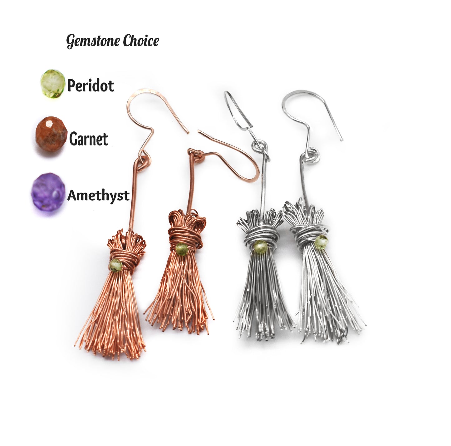 Halloween Broom Stick Earrings/ Sterling Silver/ Copper/ Holiday Earrings/ Halloween Earrings