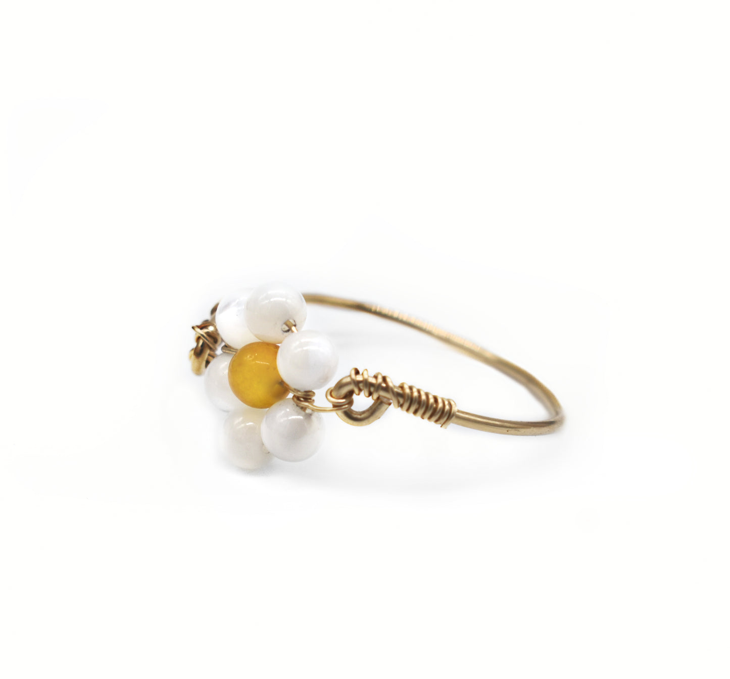 Healing Pearl and Yellow Jade Flower Rings – Joy, Wisdom & Feminine Radiance🌞