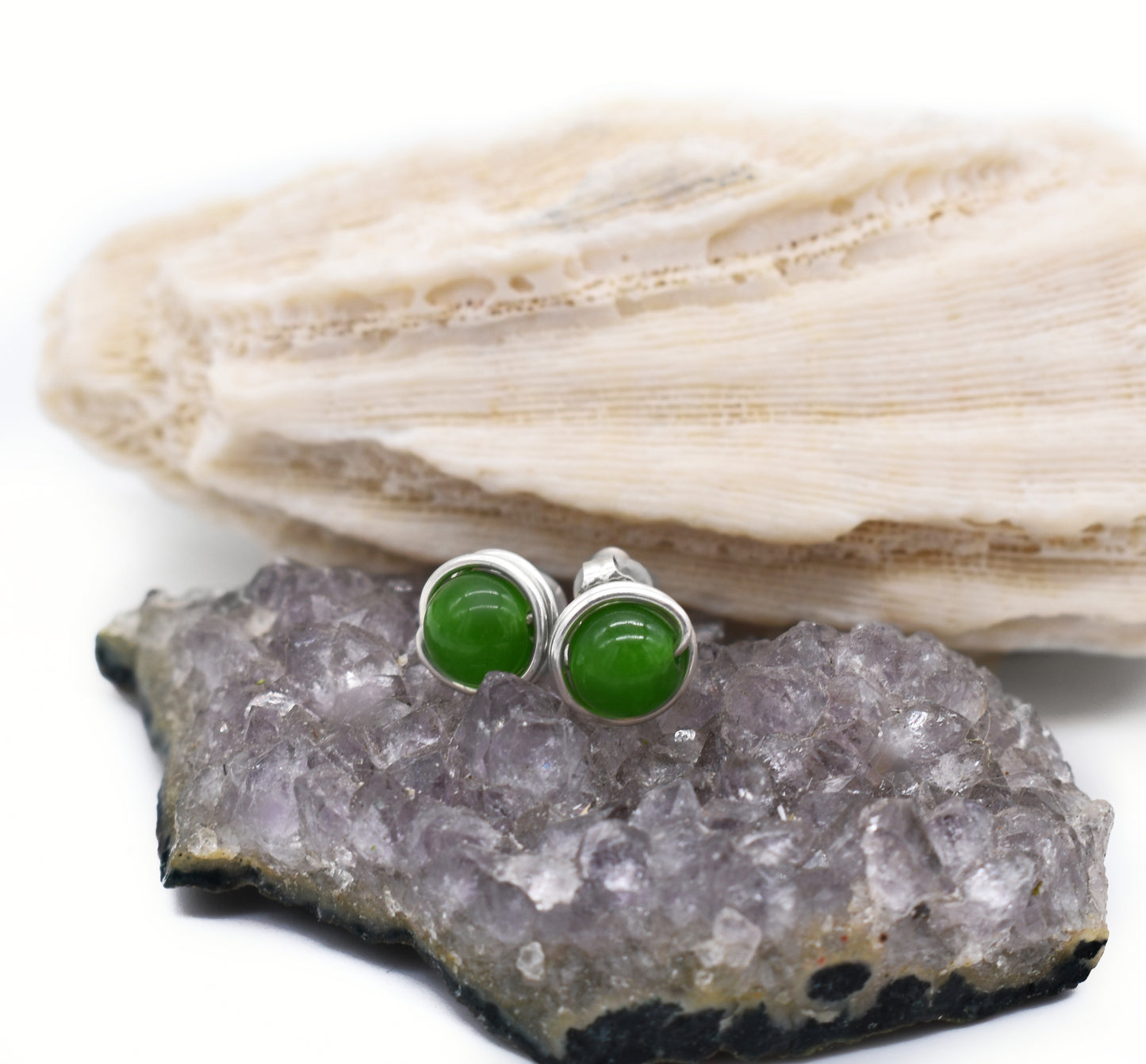 🌿 Jade Studs 6mm-Grounding, Prosperity and Emotional Balance🌿